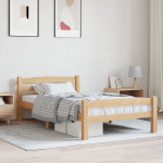 Voodiraam ilma madratsita, tugevast m&auml;nnipuidust, 90 x 200 cm