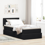 Laos voodi peaga must 90 x 190 cm samet
