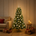 Kunstkuusk koos j&otilde;ulukuuliga 120 cm 150 led-i soe valge pvc