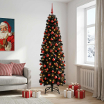 Kitsas kunstkuusk koos j&otilde;ulukuulidega 180 cm 300 led-i