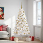 Kunstkuusk koos j&otilde;ulukuuliga 210 cm 300 led-i soe valge