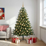 Kunstkuusk koos j&otilde;ulukuuliga 210 cm 300 led-i soe valge