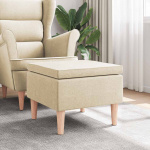 Pink puidust jalgadega, kreemjasvalge, kangas