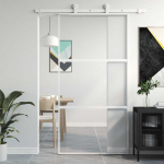 Liuguks, valge, 102,5 x 205 cm, karastatud klaas ja alumiinium