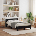 Voodi raam peaga must tamm 120 x 190 cm tehispuit