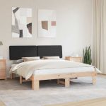 Voodiraam pehme peatoega peaga must 200 x 200 cm tahke m&auml;nd