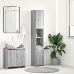 Vannitoakapp, hall sonoma tamm, 30x30x183,5 cm, tehispuit