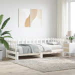 V&auml;ljat&otilde;mmatav p&auml;evavoodi, valge, 2 x (90x200) cm, m&auml;nnipuit