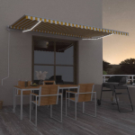 K&auml;sitsi sisset&otilde;mmatav varikatus led, 500x350 cm, kollane, valge