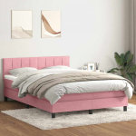 Box vedruvoodi madratsiga roosa 160x220 cm samet