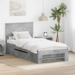 Voodi raam peaga betoonhall 90 x 200 cm tehispuit