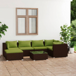 7-osaline aiam&ouml;&ouml;blikomplekt patjadega, pol&uuml;rotang, pruun