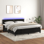 Kontinentaalvoodi madrats ja led, must, 180x200 cm, samet