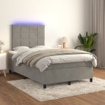 Kontinentaalvoodi madrats ja led, helehall, 120x200 cm, samet