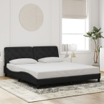 Voodiraam ilma madratsita, must, 180x200 cm, samet
