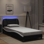 Voodiraam led-iga ilma madratsita hvar, must ja valge, 90 x 190 cm