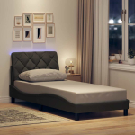 Voodiraam led-iga ilma madratsita helehall, 90x190 cm kangas