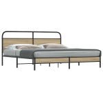 Metallist voodiraam ilma madratsita suitsutatud tamm 180x200 cm