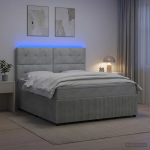 Led kastivoodiga madrats peaga helehall 160 x 200 cm samet