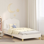 Laste voodiraam peatoega peaga kreemjas 80 x 200 cm boucl&eacute;