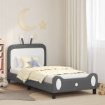 Laste voodiraam peatoega helehall 90 x 200 cm pu