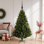 Tehisj&otilde;ulukuusk koos kaunistustega 120 cm 150 led-i soe valge
