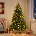 Kunstlik kokkupandav j&otilde;ulupuu 180 cm 300 led-i soe valge