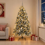 Tehisj&otilde;ulukuusk koos kaunistustega 210 cm 300 led-i soe valge