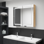 Led vannitoa peegelkapp, tamm, 80 x 12 x 68 cm