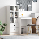 Laud koos hoiuruumiga sahtliga riiuliga 2 pcs valge tehispuit