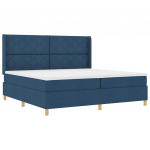Box spring voodi madratsiga peaga sinine 200 x 200 cm kangas