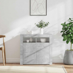 Puhvetkapp led-tulega, betoonhall, 80 x 35 x 75 cm