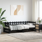 V&auml;ljat&otilde;mmatav p&auml;evavoodi, must, 2 x (90x200) cm, m&auml;nnipuit