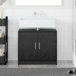 Vannitoa kapp ladustamisega must tamm 63 x 29 x 55 cm tehispuit