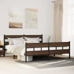 Metallist voodiraam ilma madratsita pruun tamm 183x213 cm