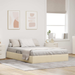 Ottomani voodiraam ladustamisega kreem 140 x 200 cm kangas