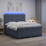 Vedruvoodi madratsiga led-ribadega tumehall 140 x 200 cm samet