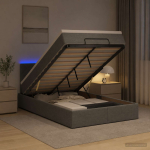 Ottomani voodi madratsi ja led-idega tumehall 120 x 190 cm
