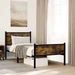 Metallist voodiraam ilma madratsita suitsutatud tamm 75x190 cm