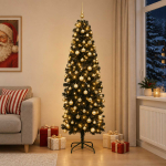 Kitsas kunstkuusk koos j&otilde;ulukuulidega 180 cm 300 led-i