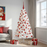 Kunstkuusk koos j&otilde;ulukuuliga 210 cm 300 led-i soe valge