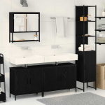 Vannitoa m&ouml;&ouml;bleset riiuliga ladustamisega 4 pcs must tehispuit