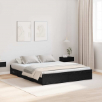 Voodi hoiukohaga raam peaga must tamm 150 x 200 cm tehispuit