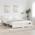 Voodi raam peaga valge 200 x 200 cm tehispuit