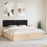 Voodiraam pehme peatoega peaga must 180 x 200 cm tahke m&auml;nd
