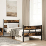 Metallist voodiraam ilma madratsita suitsutatud tamm 75x190 cm