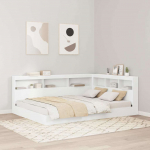 Raamatukapitsee voodi peaga valge 160 x 200 cm tehispuit
