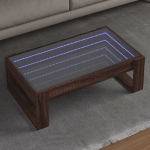 Kohvilaud led-tuledega, pruun tamm, 90x53x30 cm