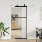 L&uuml;kanduks riistvara komplektiga must 76x205 cm karastatud klaas