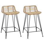 Baaritool 2 pcs naturaalne 44 x 45 x 76 cm rattan ja teras